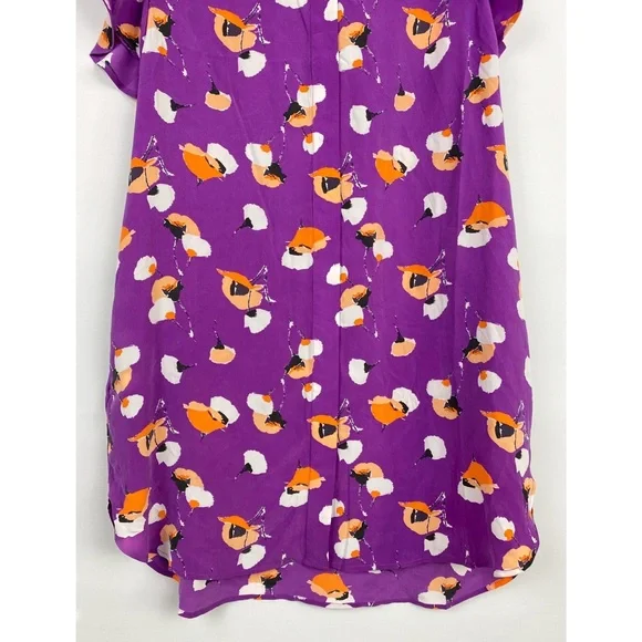 Equipment Lorainna 100% Silk Floral Printed Mini Dress, Dahlia Purple - Size L - Picture 6 of 12
